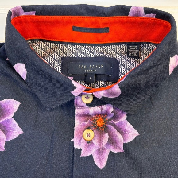 Ted Baker Other - Ted Baker Nelso Floral Polo Shirt Mens 4 (US Large) Navy Purple MMB NELSO TC9M
